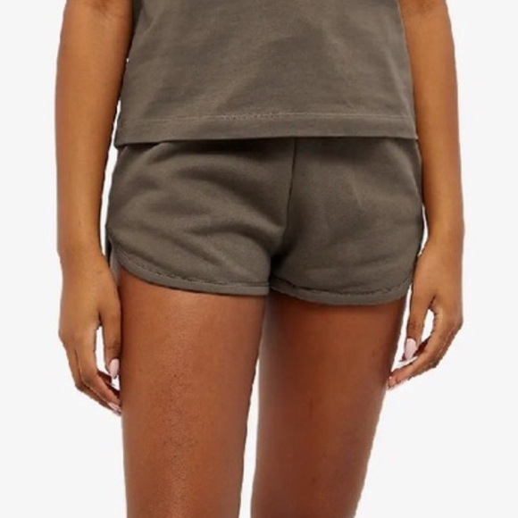 Fear of God Pants - Fear Of God Essentials Women S Brown Wood Fleece Logo 80s High Rise Sweat Shorts